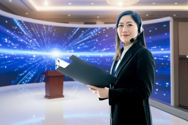 プレゼンテーションを準備する女性